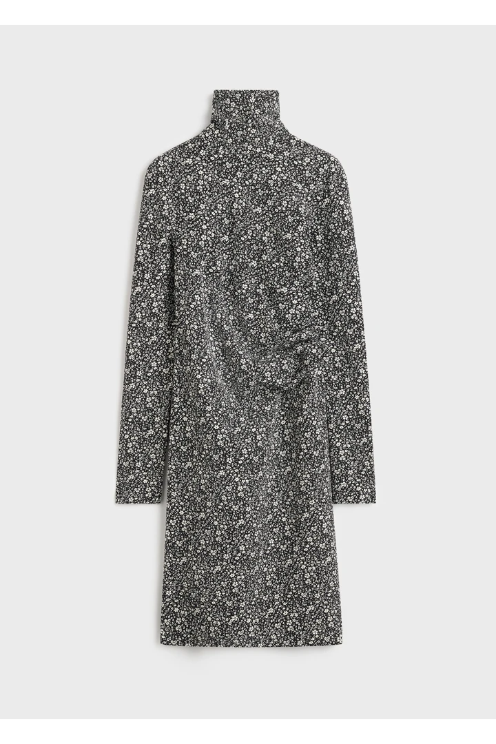 TOTEME default image 5 of 블랙 in 플로럴 트위스트 드레스 블랙/화이트